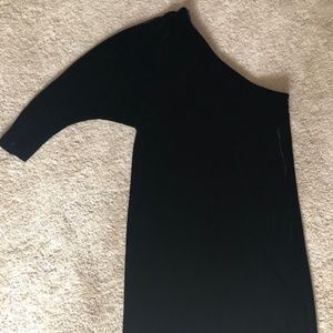 Theory Black Velvet One Shoulder Dress
